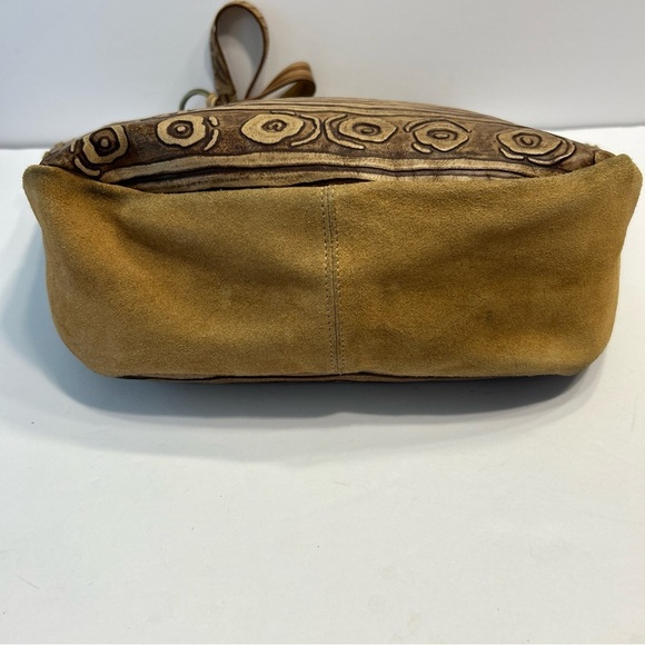 Vintage Claudia Firenze Tooled Leather & Suede Shoulder Bag Hobo Tote EUC - Picture 3 of 9